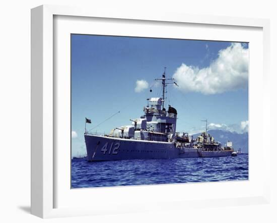 Uss Hamman During the Us Navy's Pacific Fleet Maneuvers Off of Hawaii-Carl Mydans-Framed Photographic Print