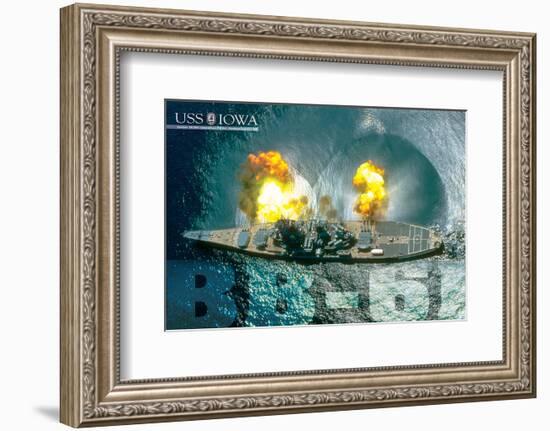 USS Iowa Guns firing-null-Framed Art Print