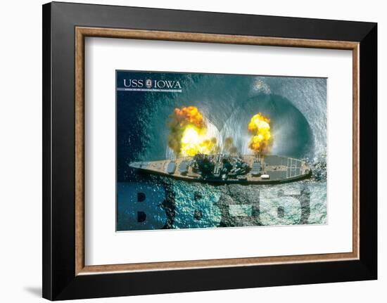 USS Iowa Guns firing-null-Framed Art Print