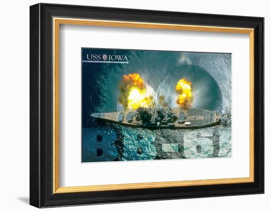USS Iowa Guns firing-null-Framed Art Print
