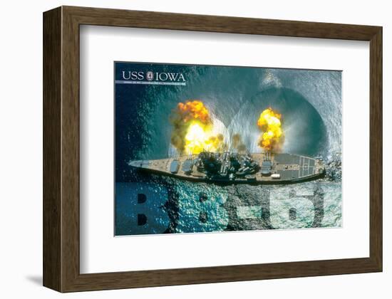 USS Iowa Guns firing-null-Framed Art Print