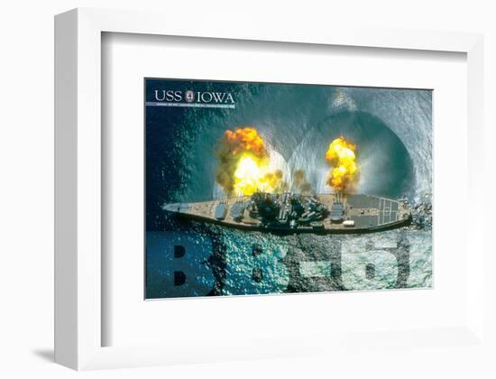 USS Iowa Guns firing-null-Framed Art Print