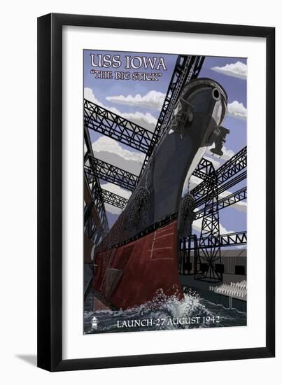 USS Iowa - Launch-Lantern Press-Framed Art Print