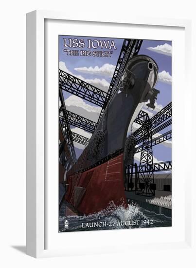 USS Iowa - Launch-Lantern Press-Framed Art Print