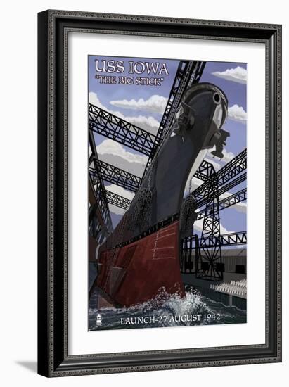 USS Iowa - Launch-Lantern Press-Framed Art Print