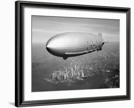 Uss Macon Airship Flying over New York City-Stocktrek Images-Framed Photographic Print