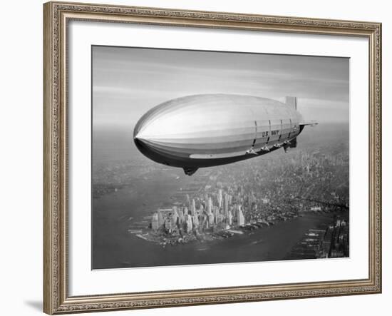 Uss Macon Airship Flying over New York City-Stocktrek Images-Framed Photographic Print