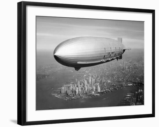 Uss Macon Airship Flying over New York City-Stocktrek Images-Framed Photographic Print