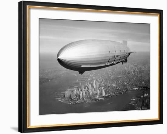 Uss Macon Airship Flying over New York City-Stocktrek Images-Framed Photographic Print