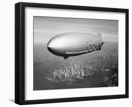 Uss Macon Airship Flying over New York City-Stocktrek Images-Framed Photographic Print