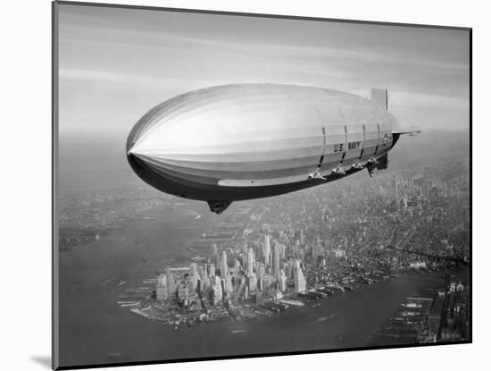 Uss Macon Airship Flying over New York City-Stocktrek Images-Mounted Photographic Print