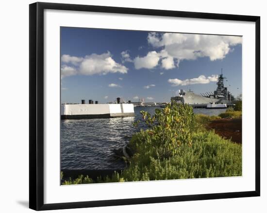 USS Missouri Berthed Pierside at Ford Island, Oahu, Hawaii-Stocktrek Images-Framed Photographic Print