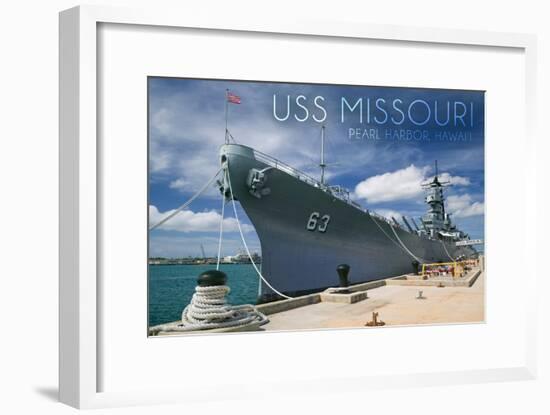 USS Missouri - Dock View-Lantern Press-Framed Art Print