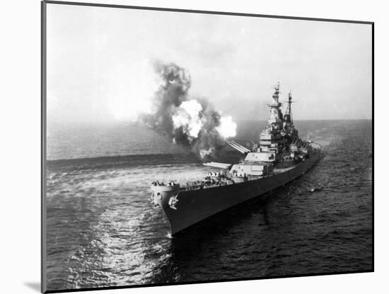 Uss Missouri Fires its 16-Inch Guns at Chong Jin, North Korea, Oct. 10, 1950-null-Mounted Photo