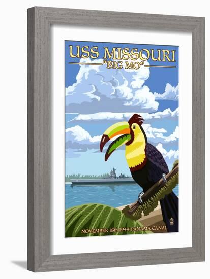 USS Missouri - Panama Canal-Lantern Press-Framed Art Print