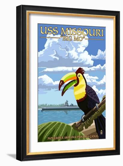 USS Missouri - Panama Canal-Lantern Press-Framed Art Print