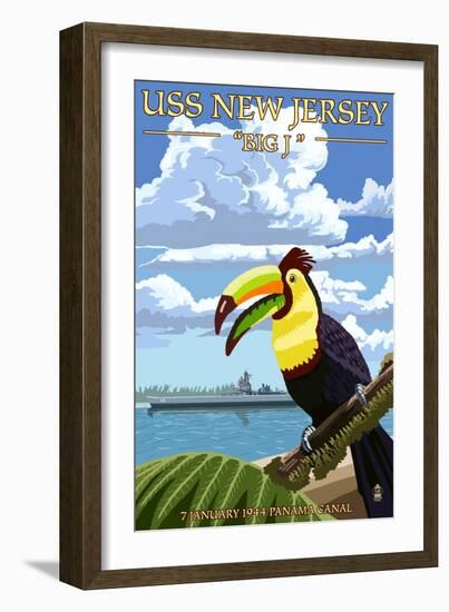 USS New Jersey - Panama Canal-Lantern Press-Framed Art Print