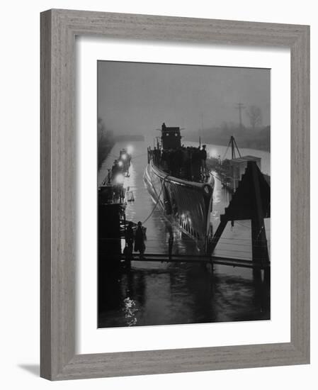 USS Peto Submarine Easing in to the Dock-Charles E^ Steinheimer-Framed Photographic Print