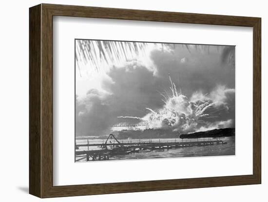 USS Shaw Exploding at Pearl Harbor-Bettmann-Framed Photographic Print