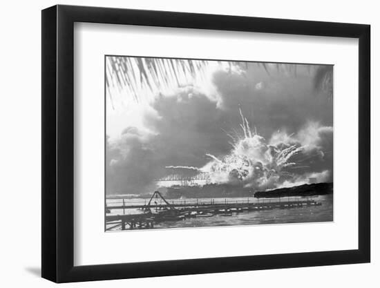 USS Shaw Exploding at Pearl Harbor-Bettmann-Framed Photographic Print