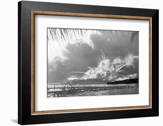 USS Shaw Exploding at Pearl Harbor-Bettmann-Framed Photographic Print