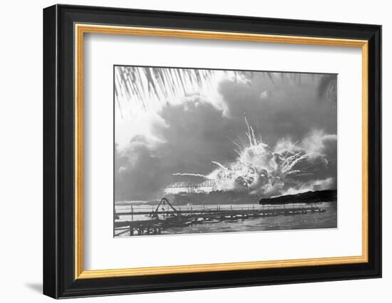 USS Shaw Exploding at Pearl Harbor-Bettmann-Framed Photographic Print