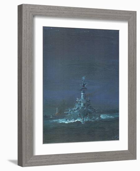 USS Washington Sights Kirishima on Radar at Guadalcanal 1942, 2019 (Oil on Canvas Board)-Vincent Alexander Booth-Framed Giclee Print