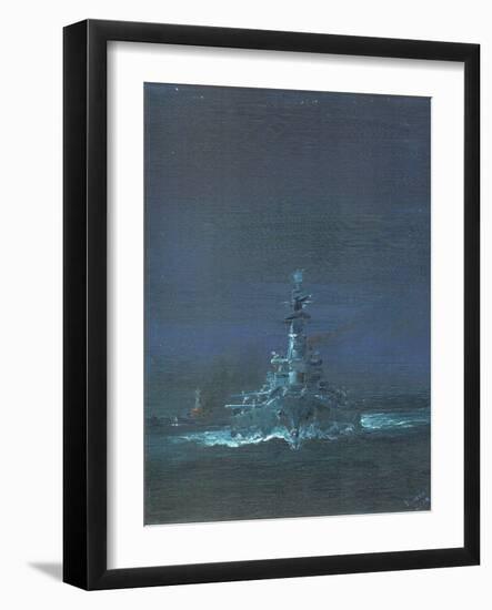 USS Washington Sights Kirishima on Radar at Guadalcanal 1942, 2019 (Oil on Canvas Board)-Vincent Alexander Booth-Framed Giclee Print