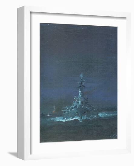 USS Washington Sights Kirishima on Radar at Guadalcanal 1942, 2019 (Oil on Canvas Board)-Vincent Alexander Booth-Framed Giclee Print