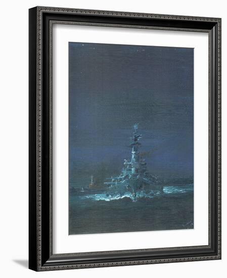 USS Washington Sights Kirishima on Radar at Guadalcanal 1942, 2019 (Oil on Canvas Board)-Vincent Alexander Booth-Framed Giclee Print