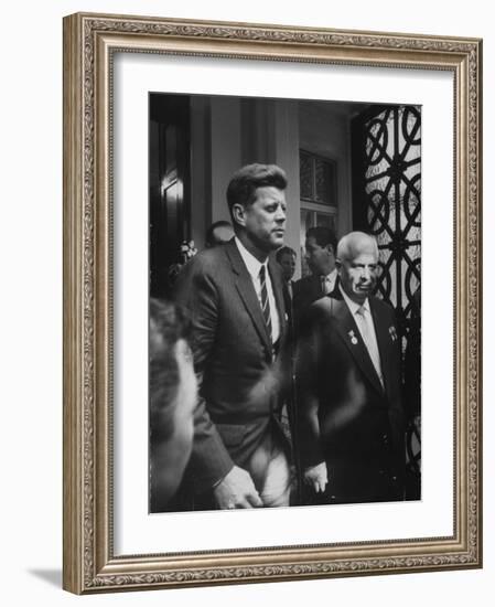 Ussr Nikita S. Khrushchev at Soviet Embassy for Talks with John F. Kennedy-null-Framed Photographic Print