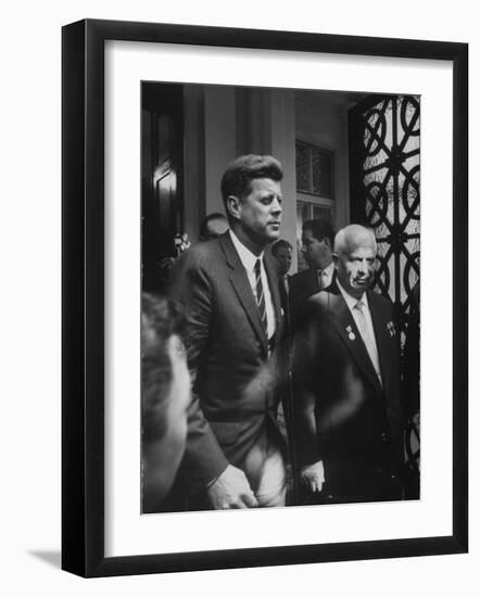 Ussr Nikita S. Khrushchev at Soviet Embassy for Talks with John F. Kennedy-null-Framed Photographic Print