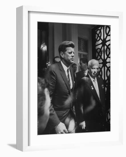 Ussr Nikita S. Khrushchev at Soviet Embassy for Talks with John F. Kennedy-null-Framed Photographic Print