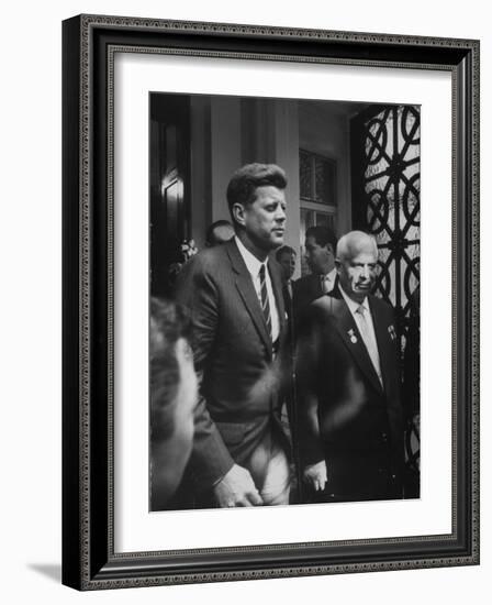 Ussr Nikita S. Khrushchev at Soviet Embassy for Talks with John F. Kennedy-null-Framed Photographic Print