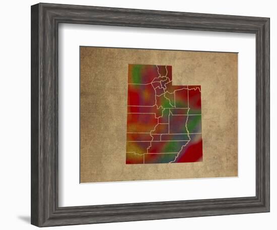 UT Colorful Counties-Red Atlas Designs-Framed Giclee Print