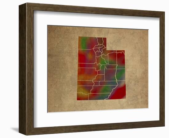 UT Colorful Counties-Red Atlas Designs-Framed Giclee Print