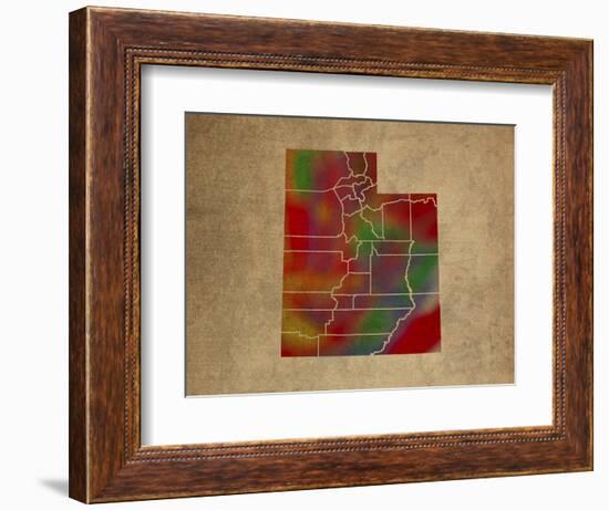 UT Colorful Counties-Red Atlas Designs-Framed Giclee Print