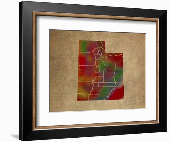 UT Colorful Counties-Red Atlas Designs-Framed Giclee Print