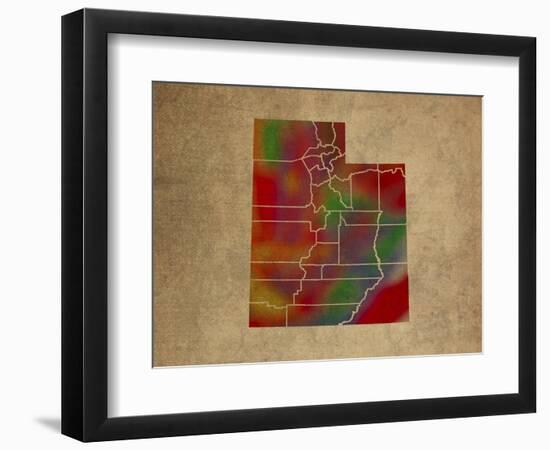 UT Colorful Counties-Red Atlas Designs-Framed Giclee Print