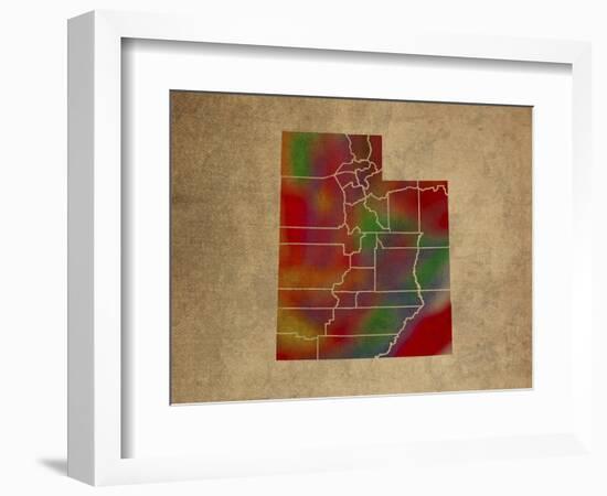 UT Colorful Counties-Red Atlas Designs-Framed Giclee Print