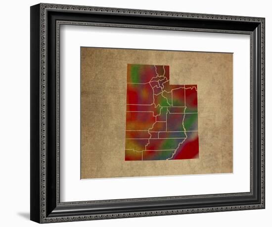 UT Colorful Counties-Red Atlas Designs-Framed Giclee Print