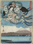 Snow Scene in the Garden of a Daimyo-Utagawa Hiroshige and Kunisada-Mounted Giclee Print