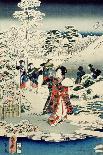 Snow Scene in the Garden of a Daimyo-Utagawa Hiroshige and Kunisada-Mounted Giclee Print