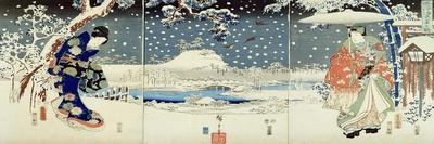 Snow Scene in the Garden of a Daimyo-Utagawa Hiroshige and Kunisada-Premier Image Canvas