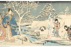 An Eastern Genji in a Snowy Garden, 1854-Utagawa Hiroshige & Kunisada-Mounted Giclee Print