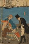 Western Traders at Yokohama Transporting Cargo and Passengers, 1861-Utagawa Sadahide-Framed Giclee Print