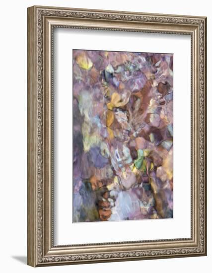 Utah. Abstract Design Formed by Water Rushing over Colorful River Rocks in Hunter Canyon, Moab-Judith Zimmerman-Framed Photographic Print