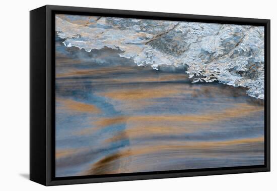 Utah, Abstract Frozen Ice Pattern and Waters of Mill Creek, Moab-Judith Zimmerman-Framed Premier Image Canvas