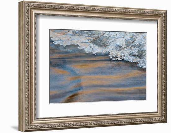 Utah, Abstract Frozen Ice Pattern and Waters of Mill Creek, Moab-Judith Zimmerman-Framed Photographic Print