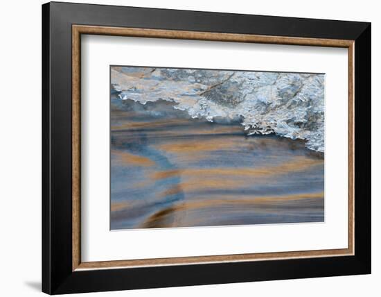 Utah, Abstract Frozen Ice Pattern and Waters of Mill Creek, Moab-Judith Zimmerman-Framed Photographic Print
